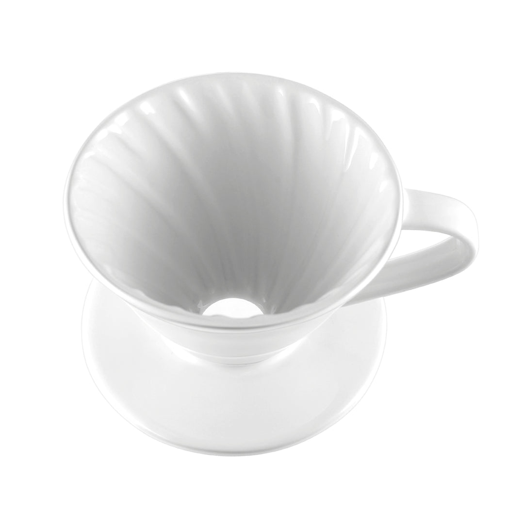 Ceramic V-Shaped Pour Over Coffee Dripper - White