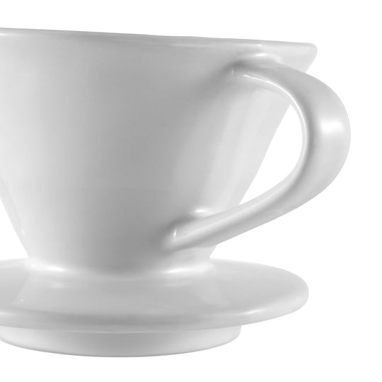 Ceramic V-Shaped Pour Over Coffee Dripper - White