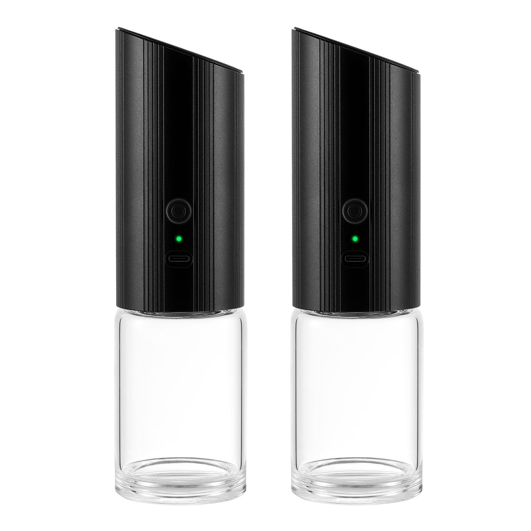 GRAVIMILL V2 - Rechargeable Electric Salt and Pepper Grinder Set with LED Light - Black